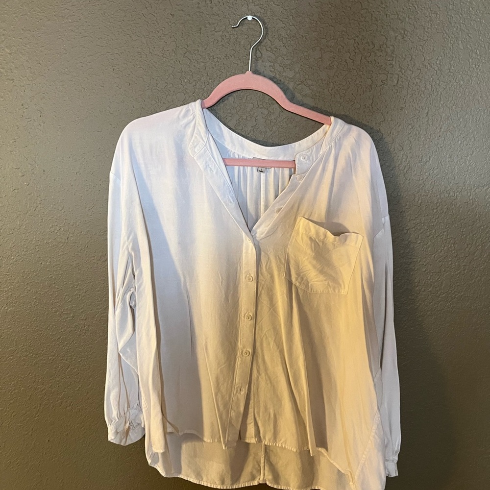 Daniel Cremieux Cream Button-Up Blouse
